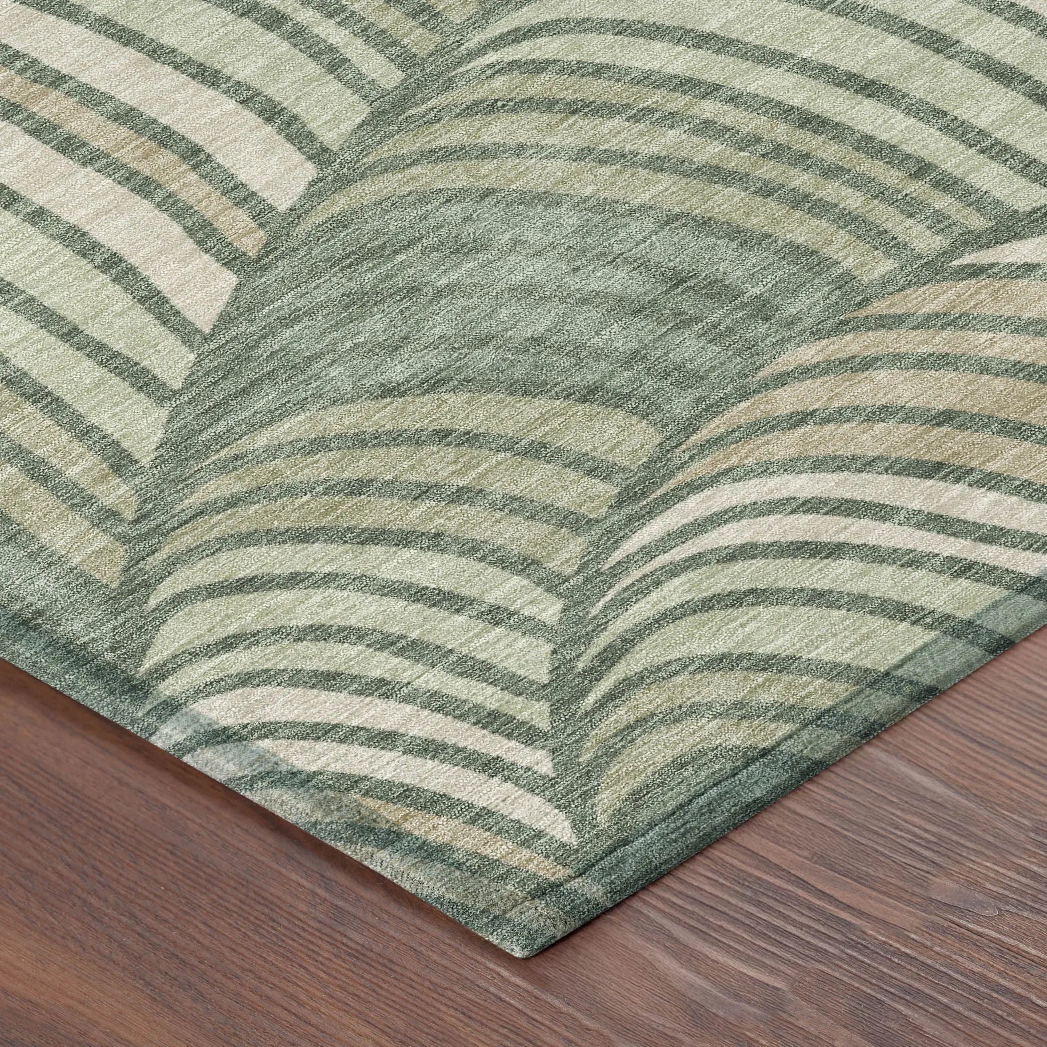 3' X 5' Green And Sage Abstract Washable Indoor Outdoor Area Rug Homeroots Outdoor