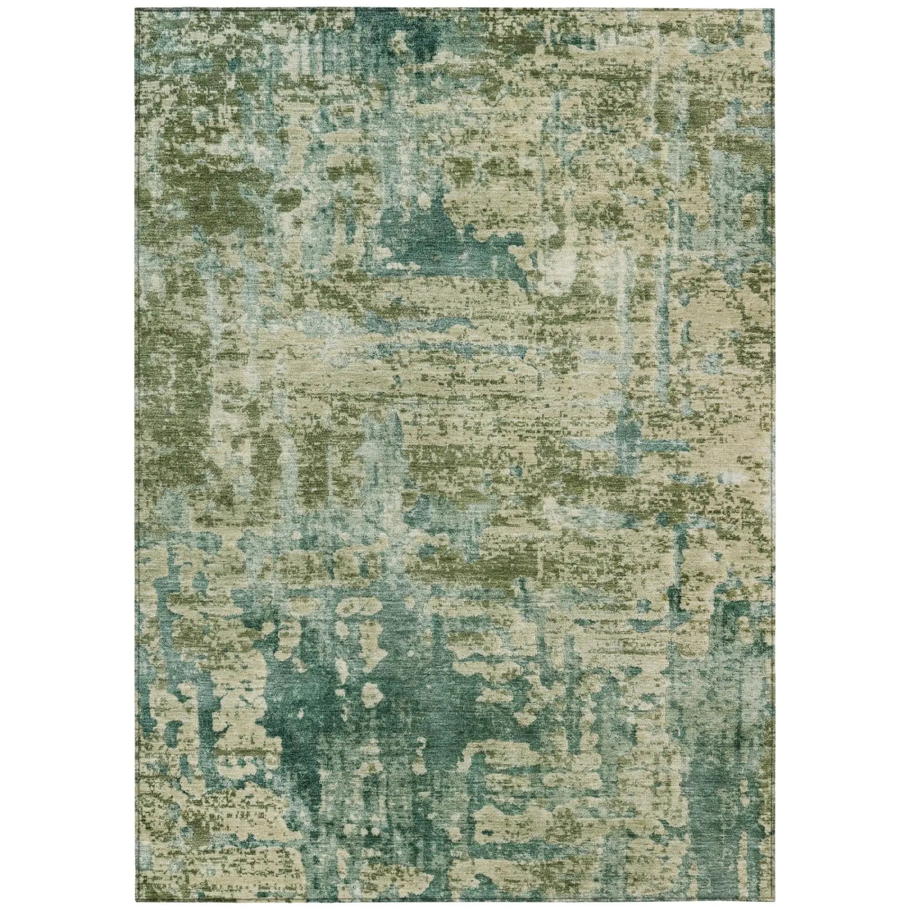 3' X 5' Green And Sage Abstract Washable Indoor Outdoor Area Rug Homeroots Outdoor