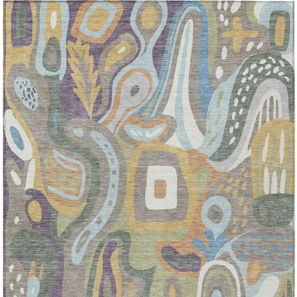 3' X 5' Green And Sage Abstract Washable Indoor Outdoor Area Rug Homeroots Outdoor