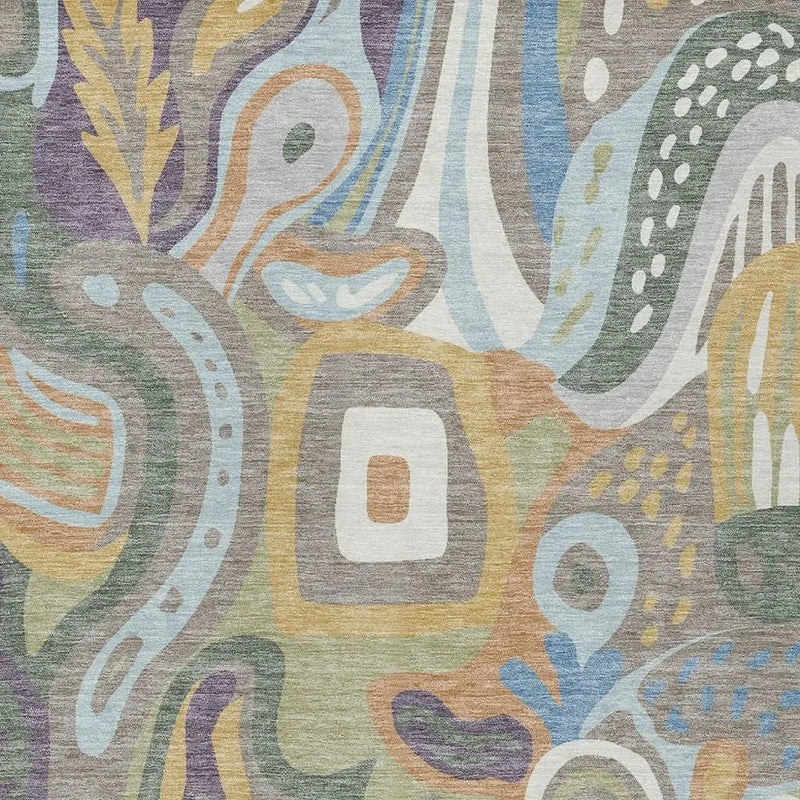3' X 5' Green And Sage Abstract Washable Indoor Outdoor Area Rug Homeroots Outdoor