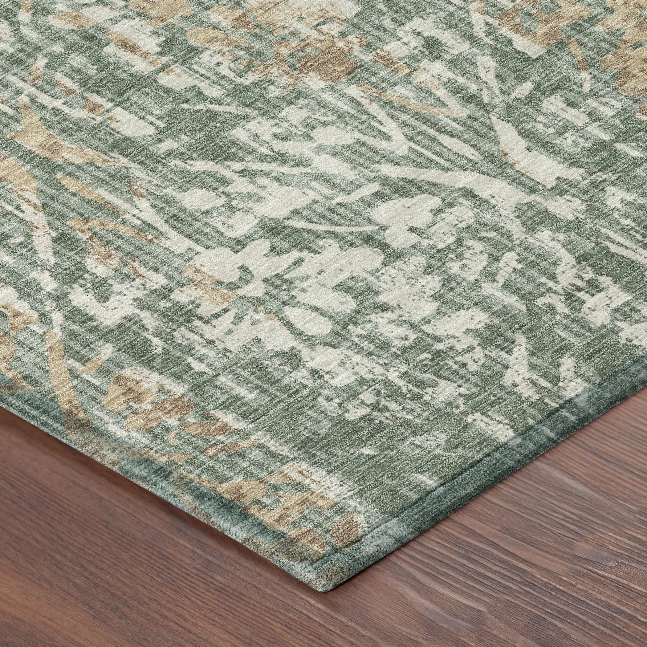 3' X 5' Green And Sage Damask Washable Indoor Outdoor Area Rug Homeroots Outdoor