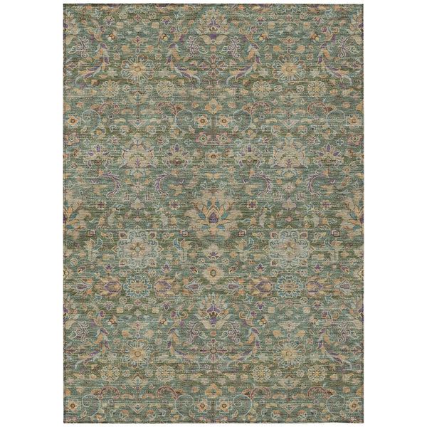 3' X 5' Green And Sage Floral Medallion Washable Indoor Outdoor Area Rug Homeroots Outdoor