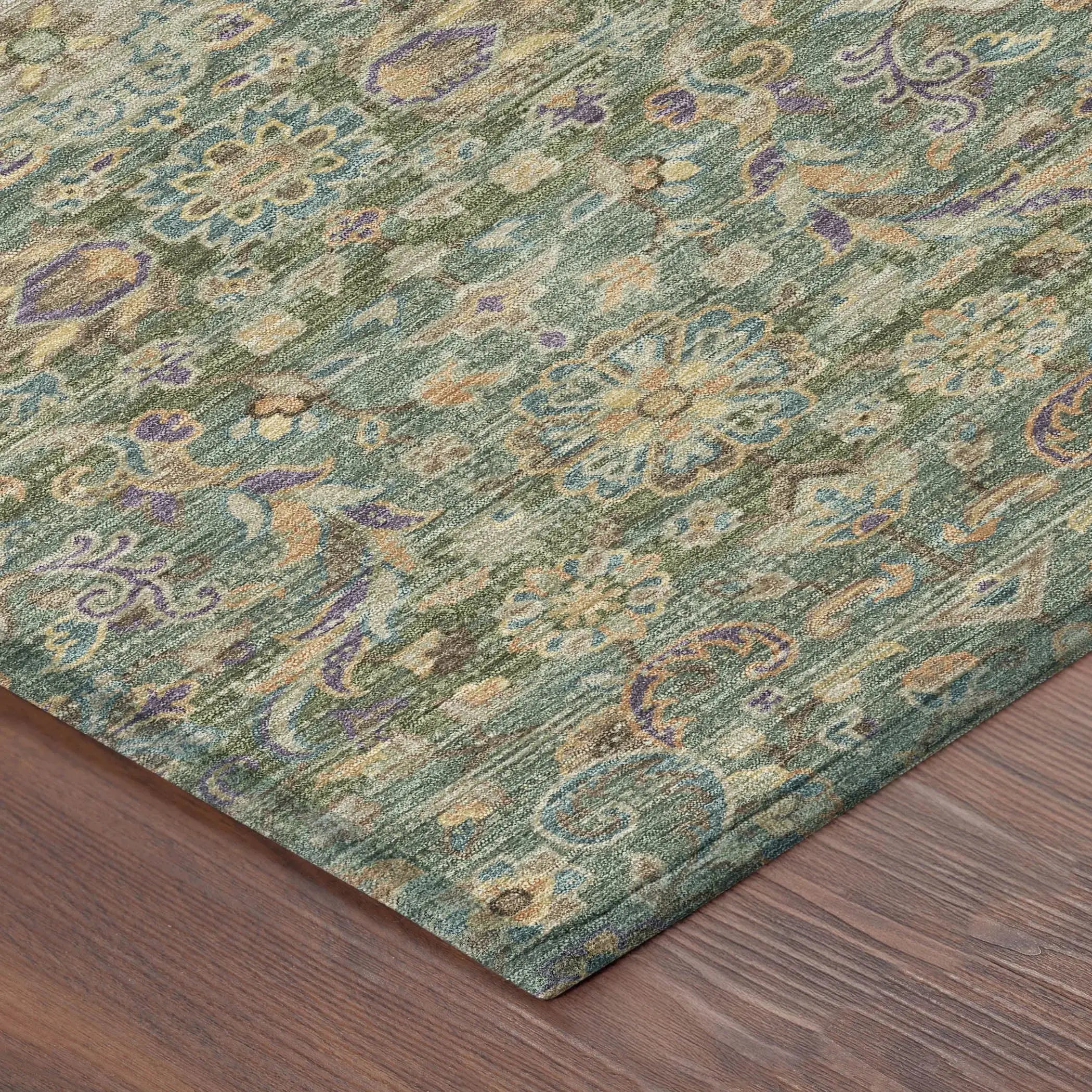3' X 5' Green And Sage Floral Medallion Washable Indoor Outdoor Area Rug Homeroots Outdoor