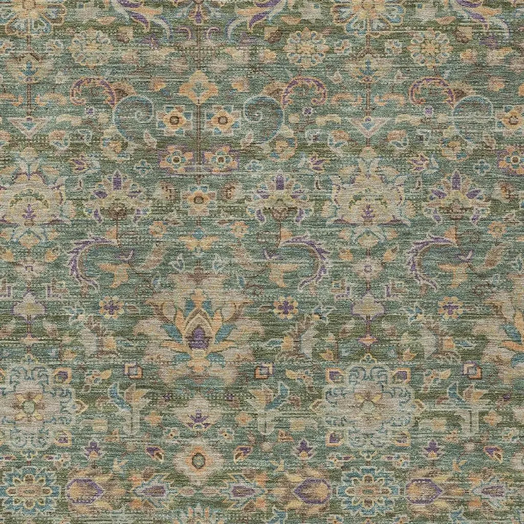 3' X 5' Green And Sage Floral Medallion Washable Indoor Outdoor Area Rug Homeroots Outdoor