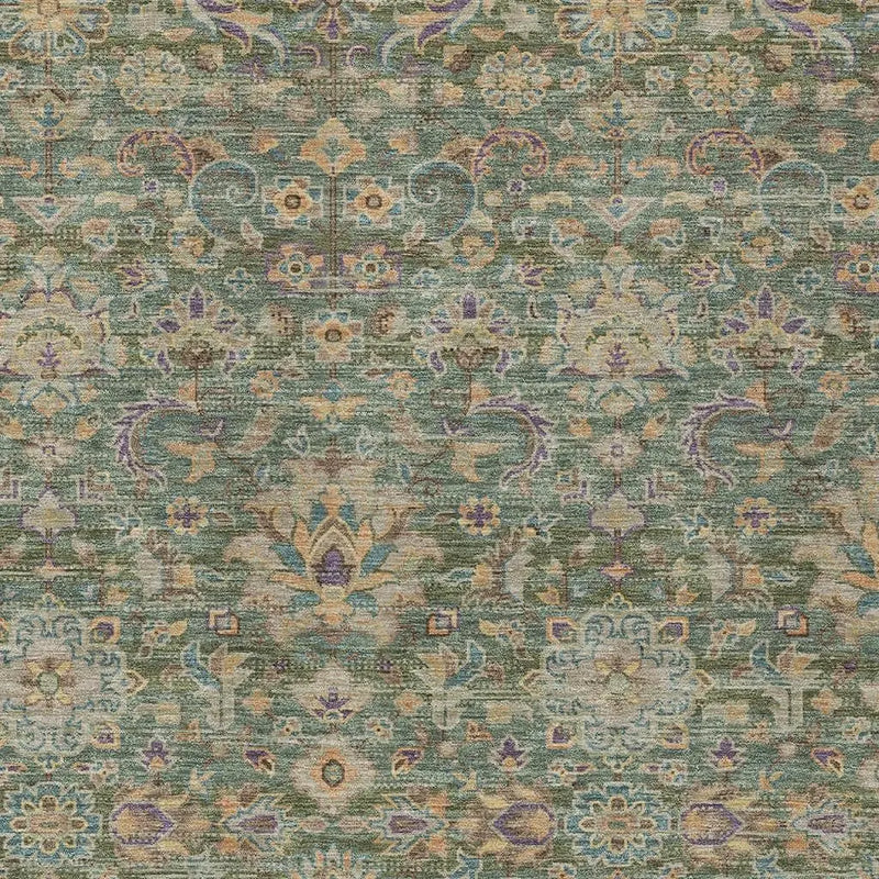 3' X 5' Green And Sage Floral Medallion Washable Indoor Outdoor Area Rug Homeroots Outdoor
