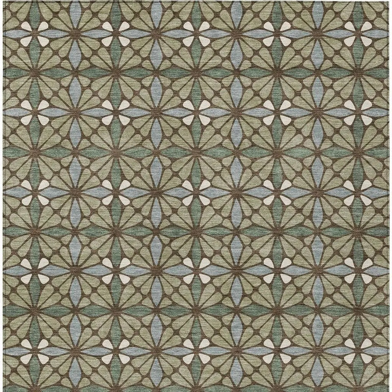 3' X 5' Green And Sage Geometric Washable Indoor Outdoor Area Rug Homeroots Outdoor