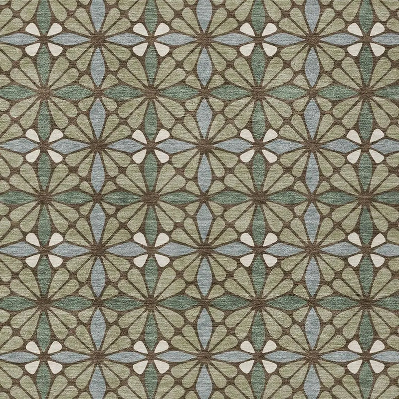 3' X 5' Green And Sage Geometric Washable Indoor Outdoor Area Rug Homeroots Outdoor