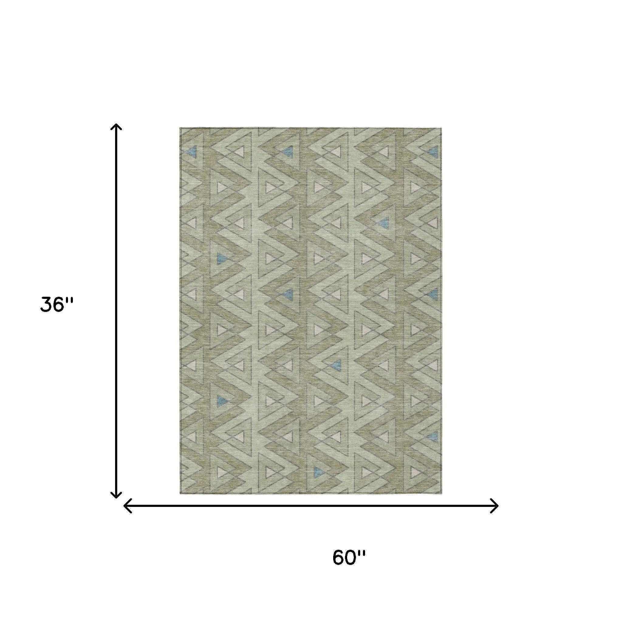 3' X 5' Green And Sage Geometric Washable Indoor Outdoor Area Rug Homeroots Outdoor