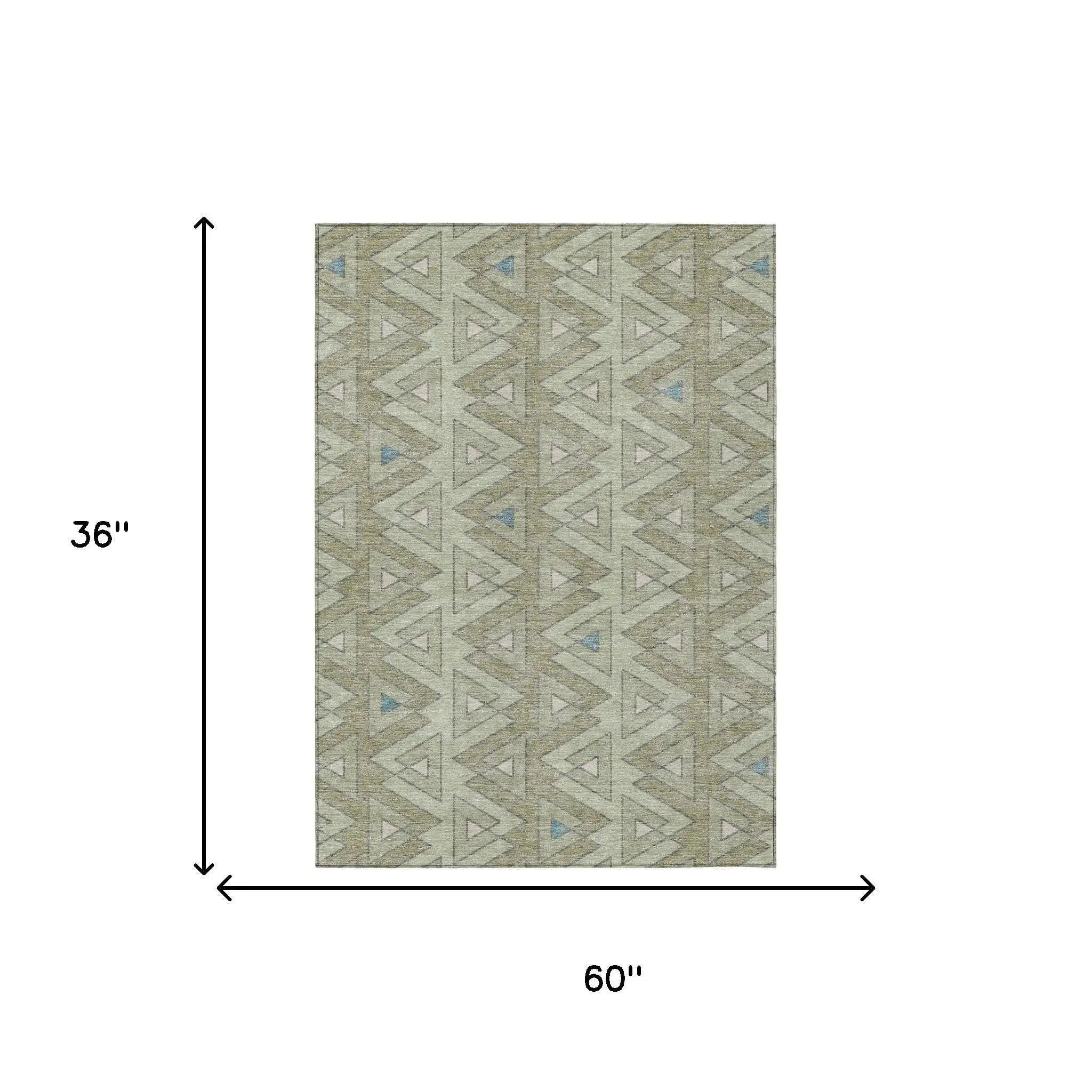 3' X 5' Green And Sage Geometric Washable Indoor Outdoor Area Rug Homeroots Outdoor