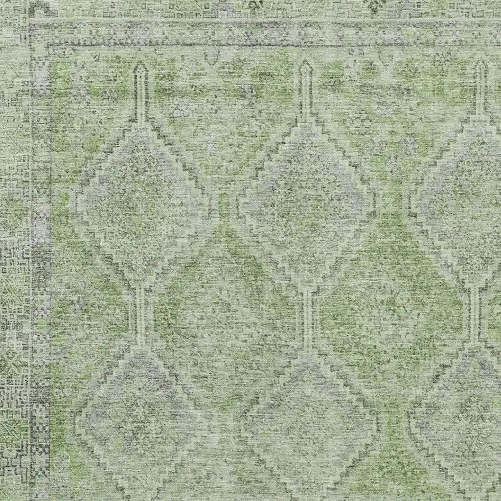 3' X 5' Green And Sage Geometric Washable Indoor Outdoor Area Rug Homeroots Outdoor
