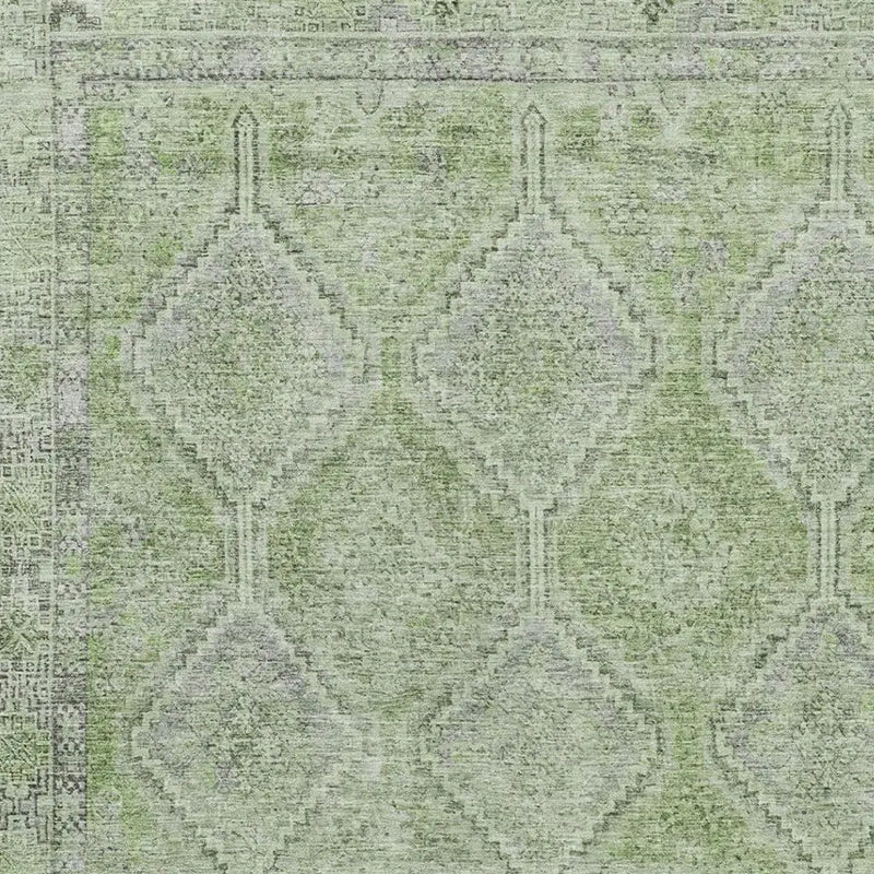 3' X 5' Green And Sage Geometric Washable Indoor Outdoor Area Rug Homeroots Outdoor