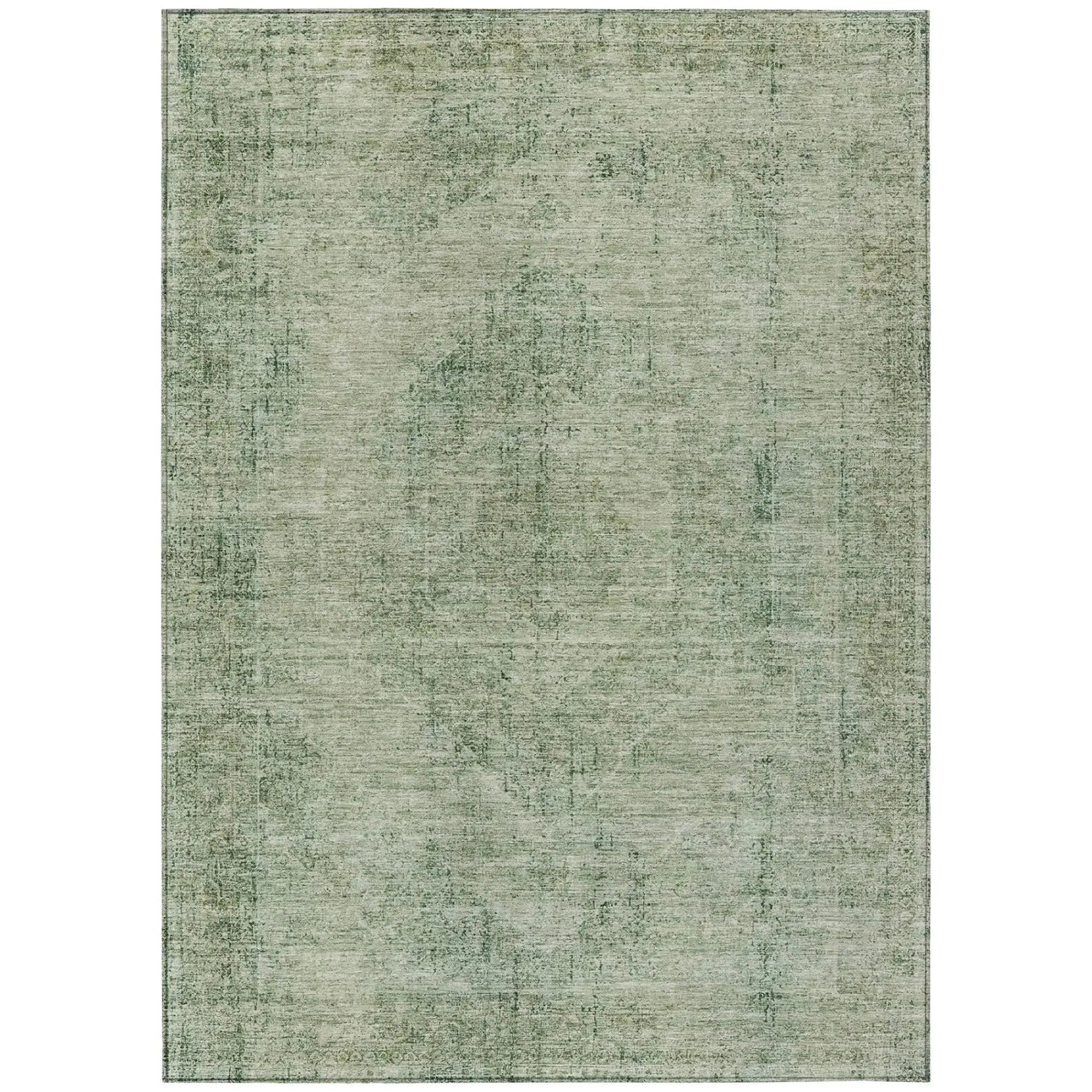 3' X 5' Green And Sage Oriental Washable Indoor Outdoor Area Rug Homeroots Outdoor