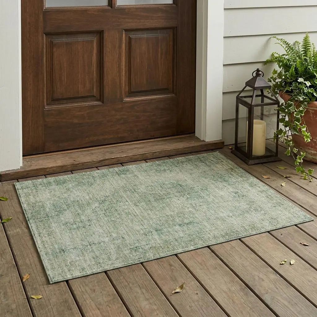 3' X 5' Green And Sage Oriental Washable Indoor Outdoor Area Rug Homeroots Outdoor