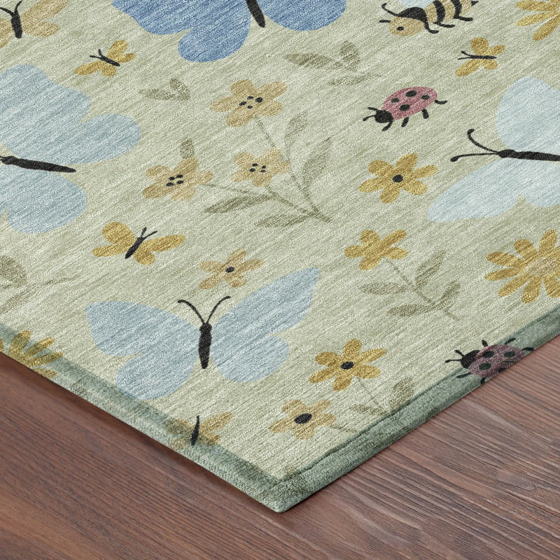 3' X 5' Green And Silver Abstract Washable Indoor Outdoor Area Rug Homeroots Outdoor