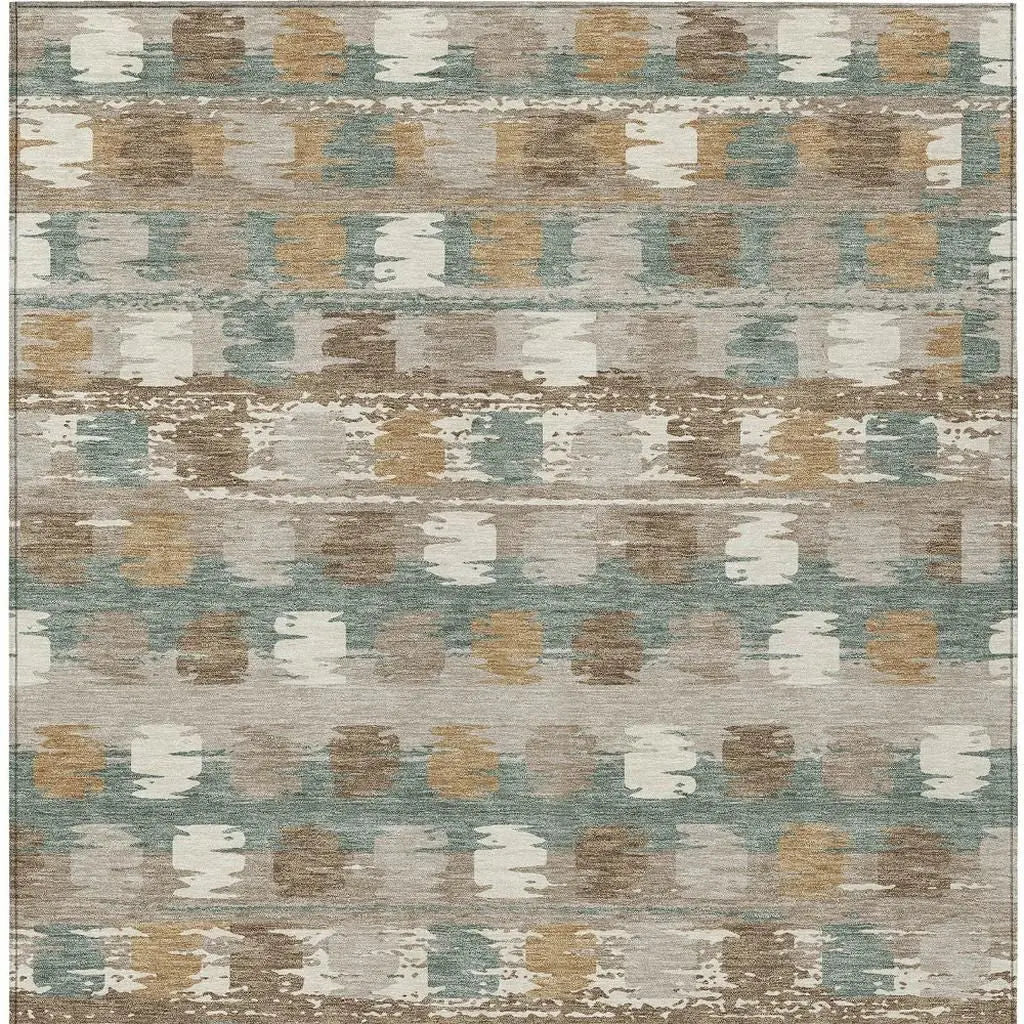3' X 5' Green And Silver Abstract Washable Indoor Outdoor Area Rug Homeroots Outdoor