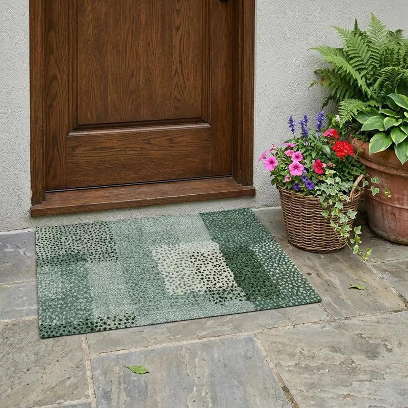 3' X 5' Green And Silver Abstract Washable Indoor Outdoor Area Rug Homeroots Outdoor