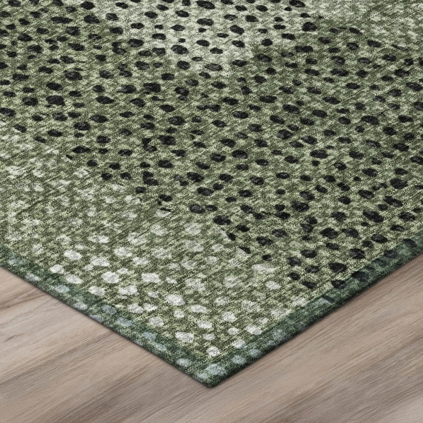3' X 5' Green And Silver Abstract Washable Indoor Outdoor Area Rug Homeroots Outdoor