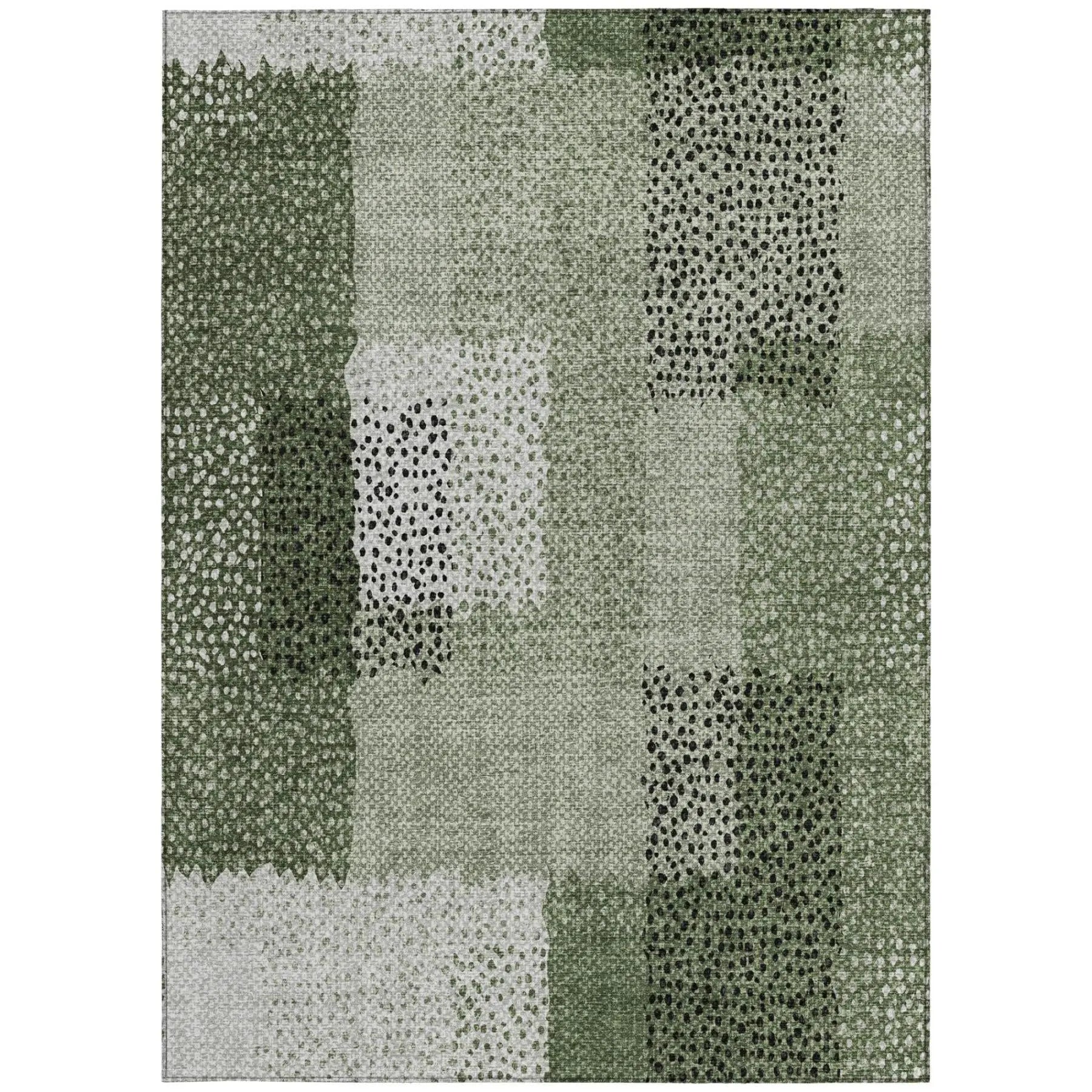 3' X 5' Green And Silver Abstract Washable Indoor Outdoor Area Rug Homeroots Outdoor