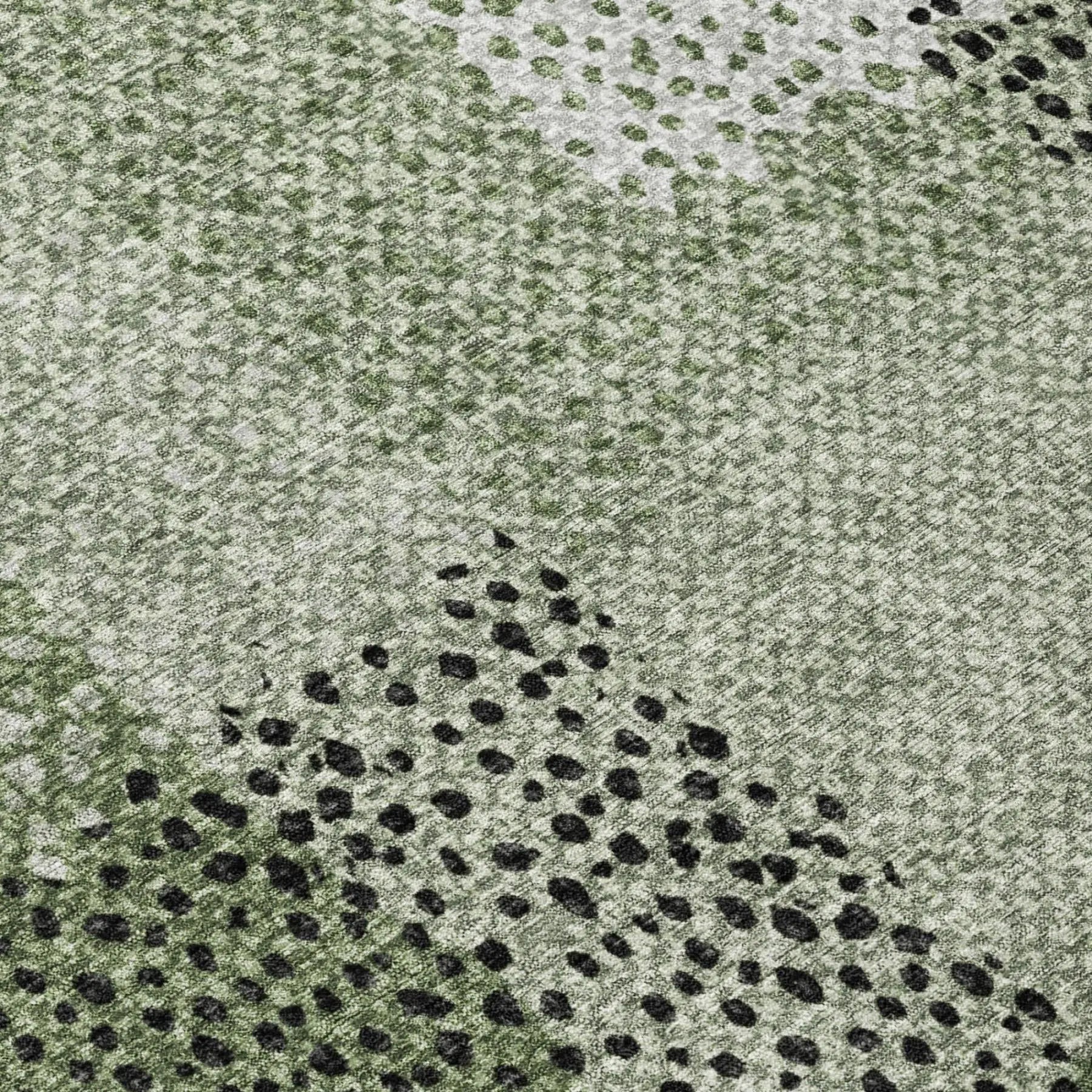 3' X 5' Green And Silver Abstract Washable Indoor Outdoor Area Rug Homeroots Outdoor