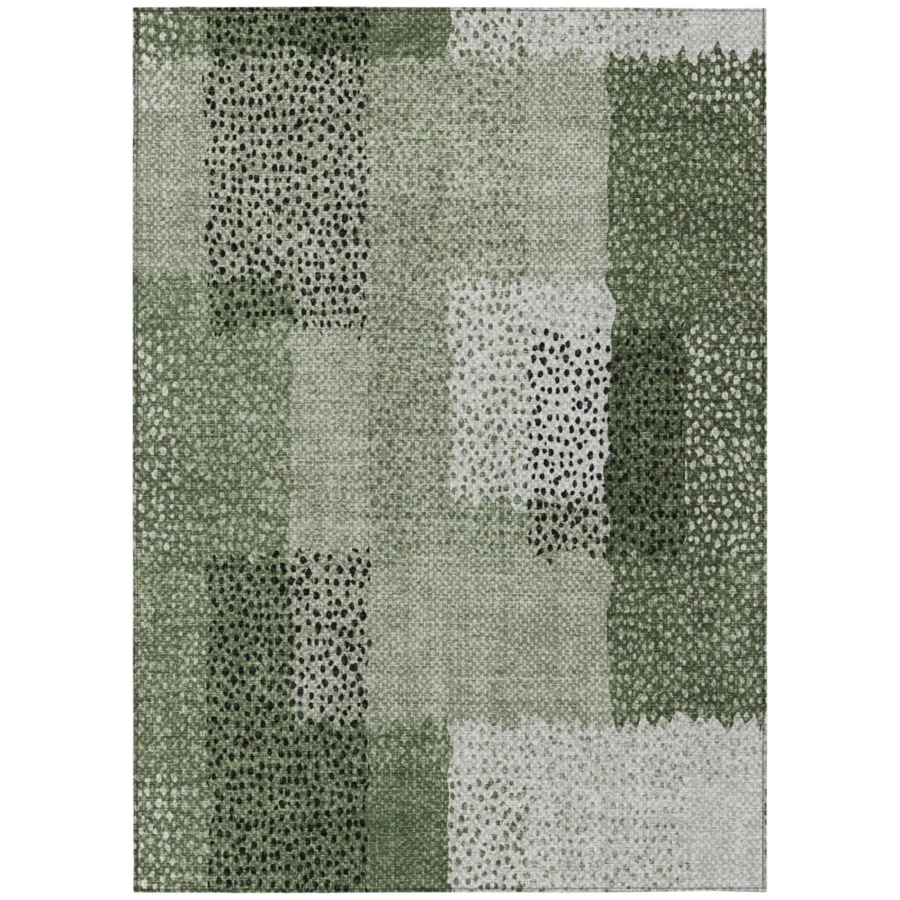 3' X 5' Green And Silver Abstract Washable Indoor Outdoor Area Rug Homeroots Outdoor