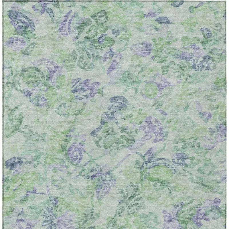 3' X 5' Green And Silver Floral Washable Indoor Outdoor Area Rug Homeroots Outdoor
