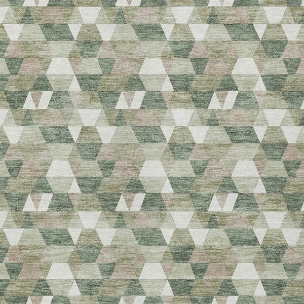 3' X 5' Green And Silver Geometric Washable Indoor Outdoor Area Rug Homeroots Outdoor