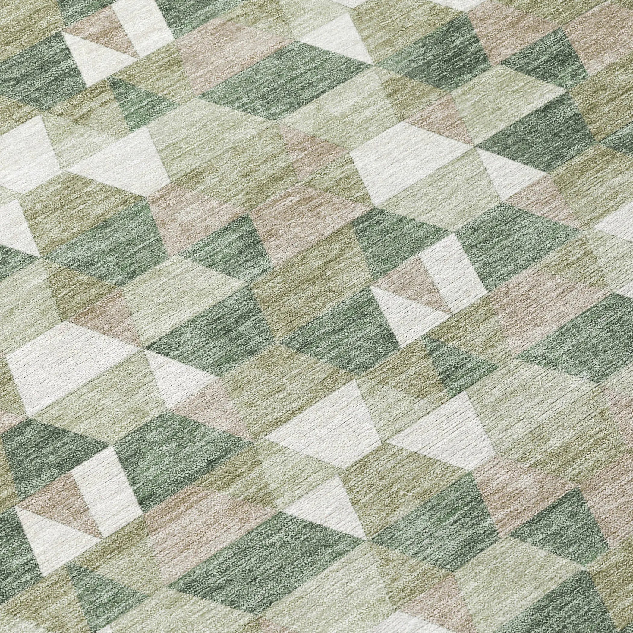 3' X 5' Green And Silver Geometric Washable Indoor Outdoor Area Rug Homeroots Outdoor
