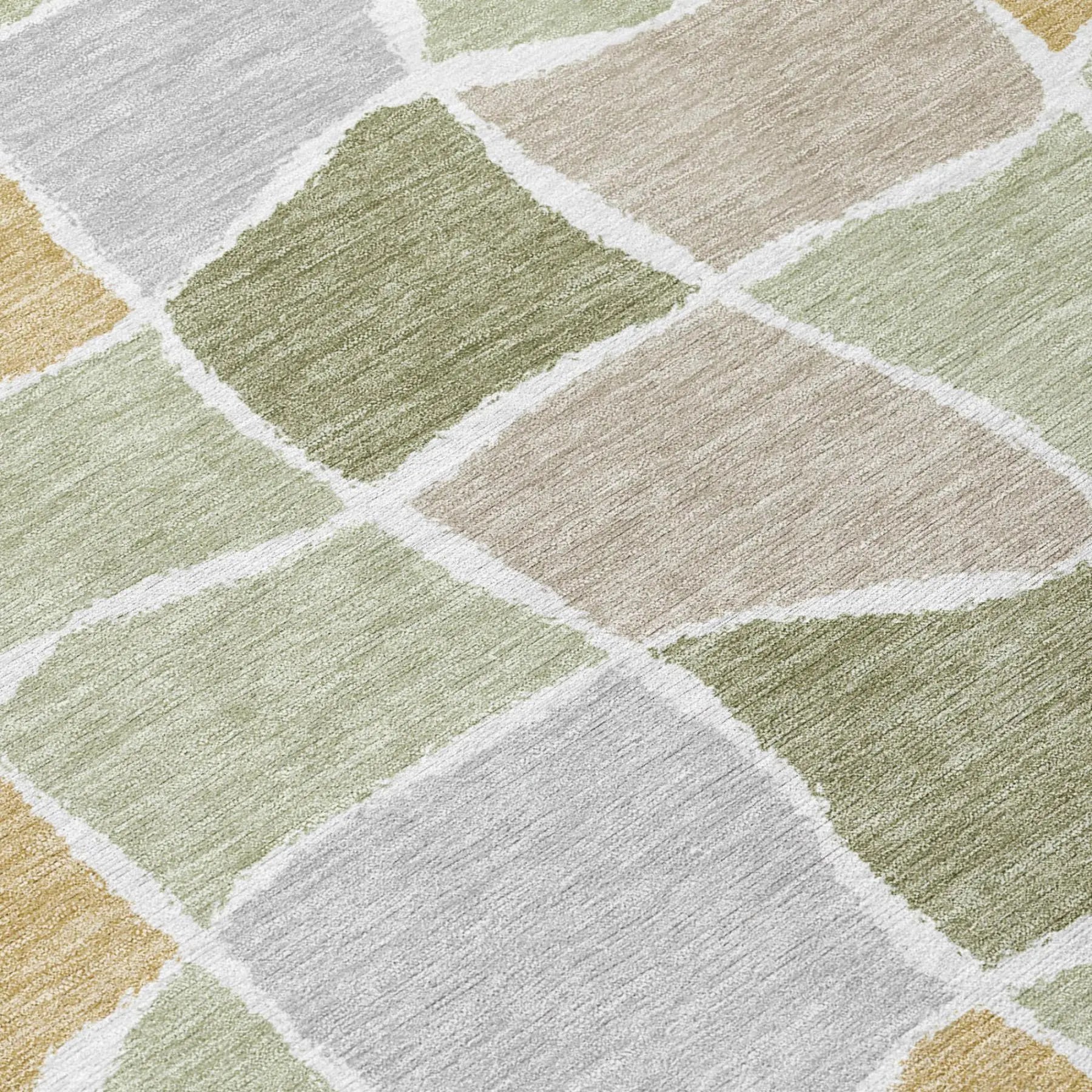 3' X 5' Green And Silver Geometric Washable Indoor Outdoor Area Rug Homeroots Outdoor