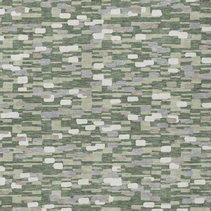 3' X 5' Green And Silver Geometric Washable Indoor Outdoor Area Rug Homeroots Outdoor