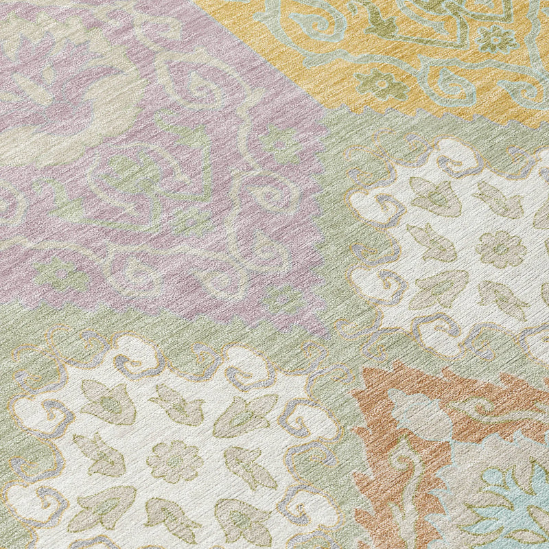 3' X 5' Green And Sky Blue Geometric Washable Indoor Outdoor Area Rug Homeroots Outdoor