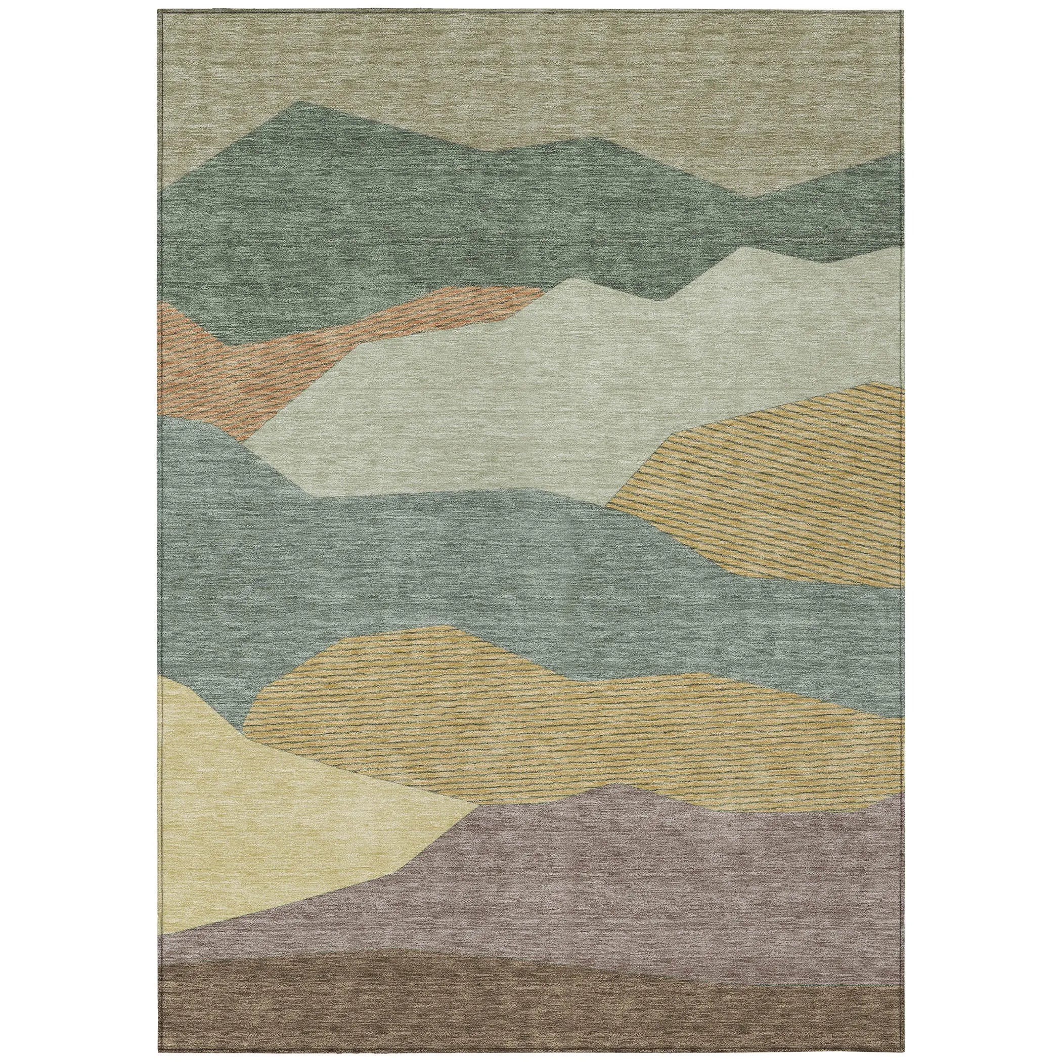 3' X 5' Green And Taupe Geometric Washable Indoor Outdoor Area Rug Homeroots Outdoor