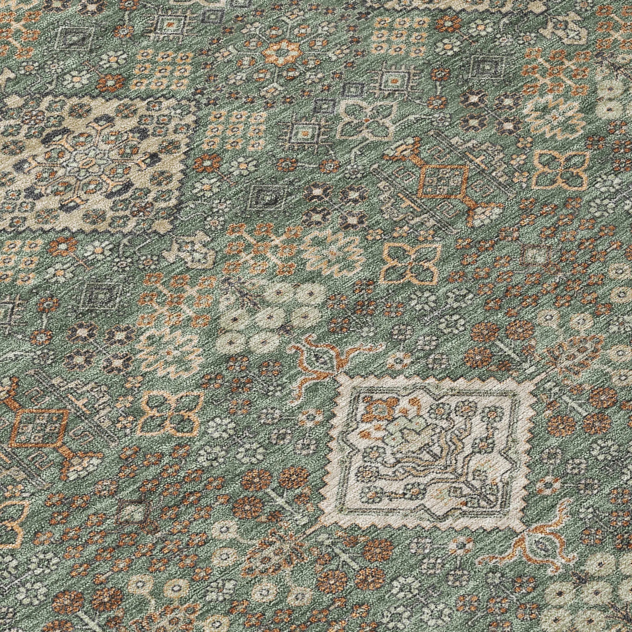 3' X 5' Green And Taupe Geometric Washable Indoor Outdoor Area Rug Homeroots Outdoor