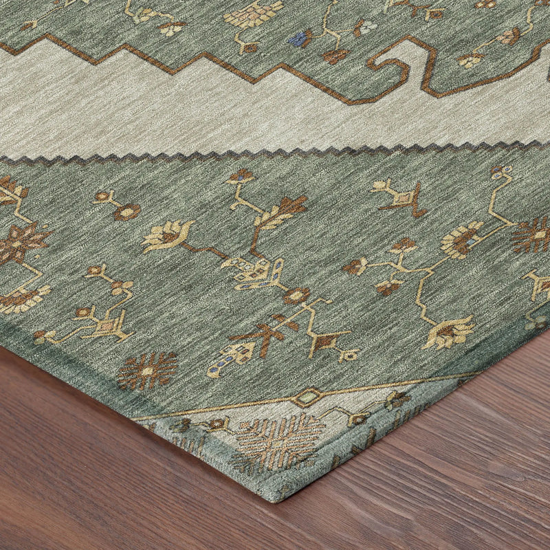 3' X 5' Green And Taupe Geometric Washable Indoor Outdoor Area Rug Homeroots Outdoor