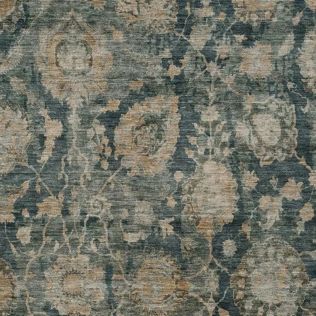 3' X 5' Green And Teal Blue Botanical Leaves Washable Indoor Outdoor Area Rug Homeroots Outdoor