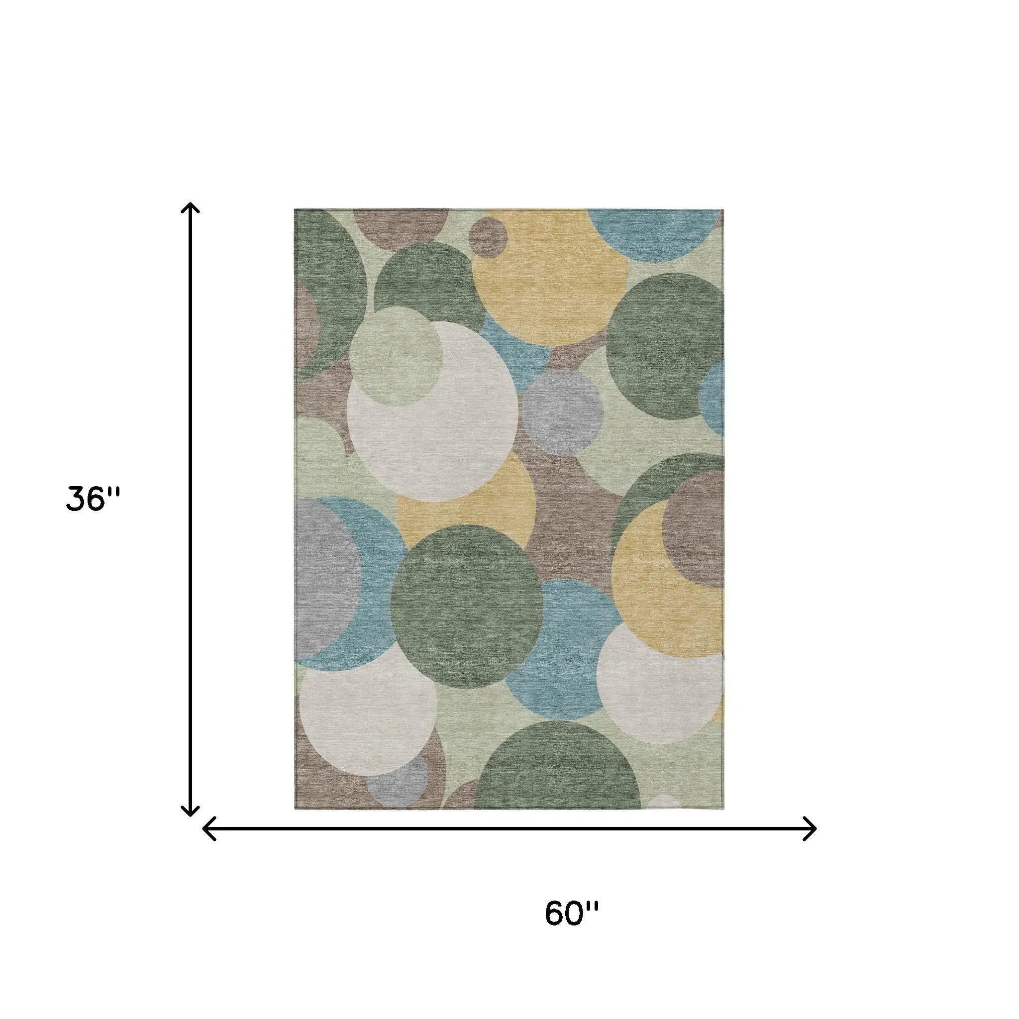 3' X 5' Green And Teal Blue Geometric Washable Indoor Outdoor Area Rug Homeroots Outdoor