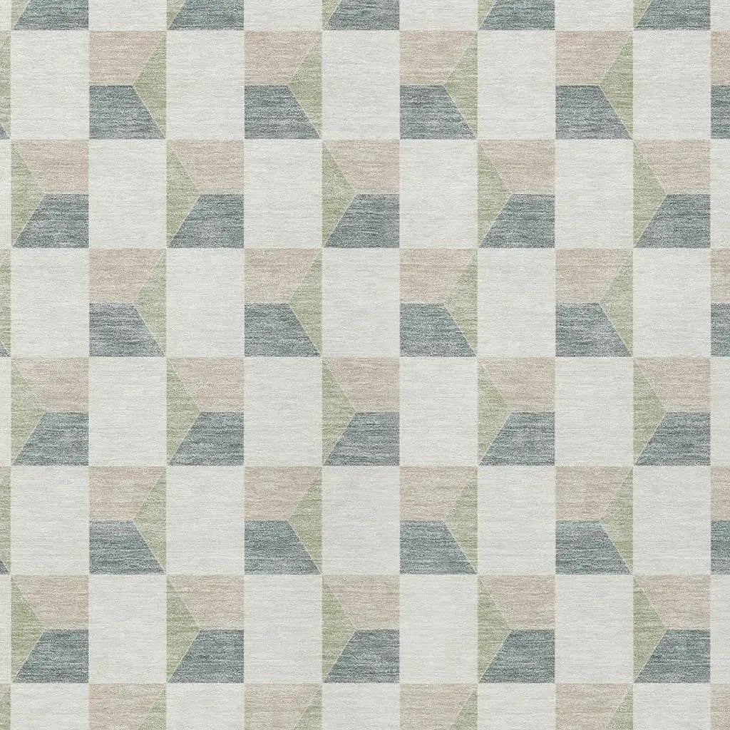 3' X 5' Green And Teal Blue Geometric Washable Indoor Outdoor Area Rug Homeroots Outdoor