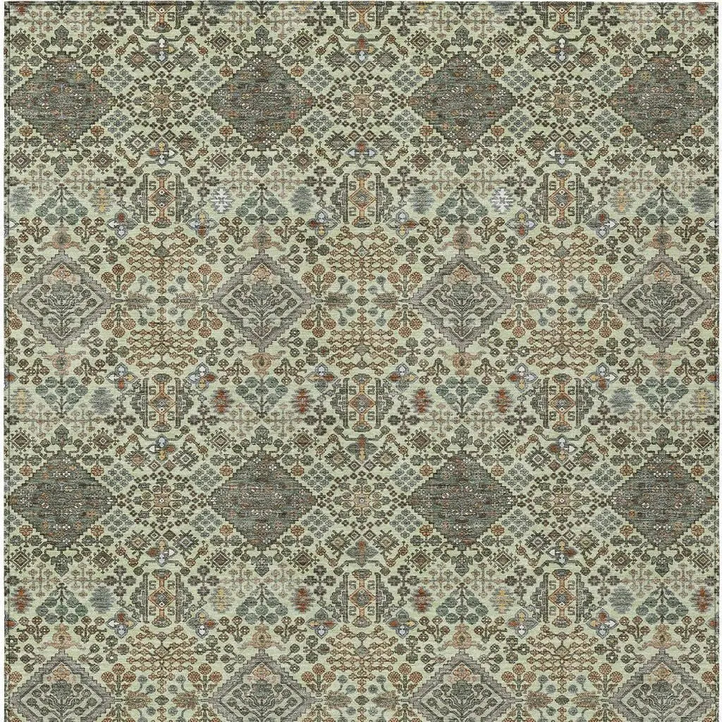 3' X 5' Green And Teal Blue Geometric Washable Indoor Outdoor Area Rug Homeroots Outdoor