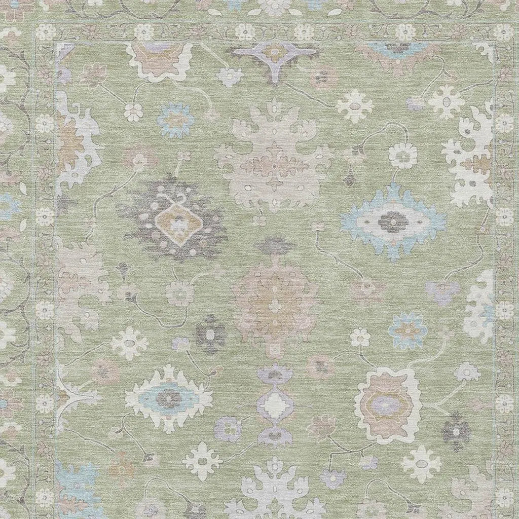 3' X 5' Green And Teal Blue Oriental Washable Indoor Outdoor Area Rug Homeroots Outdoor