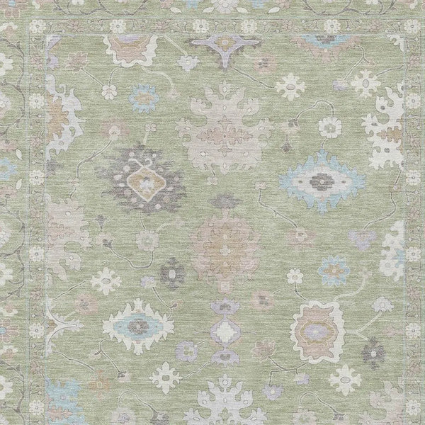 3' X 5' Green And Teal Blue Oriental Washable Indoor Outdoor Area Rug Homeroots Outdoor