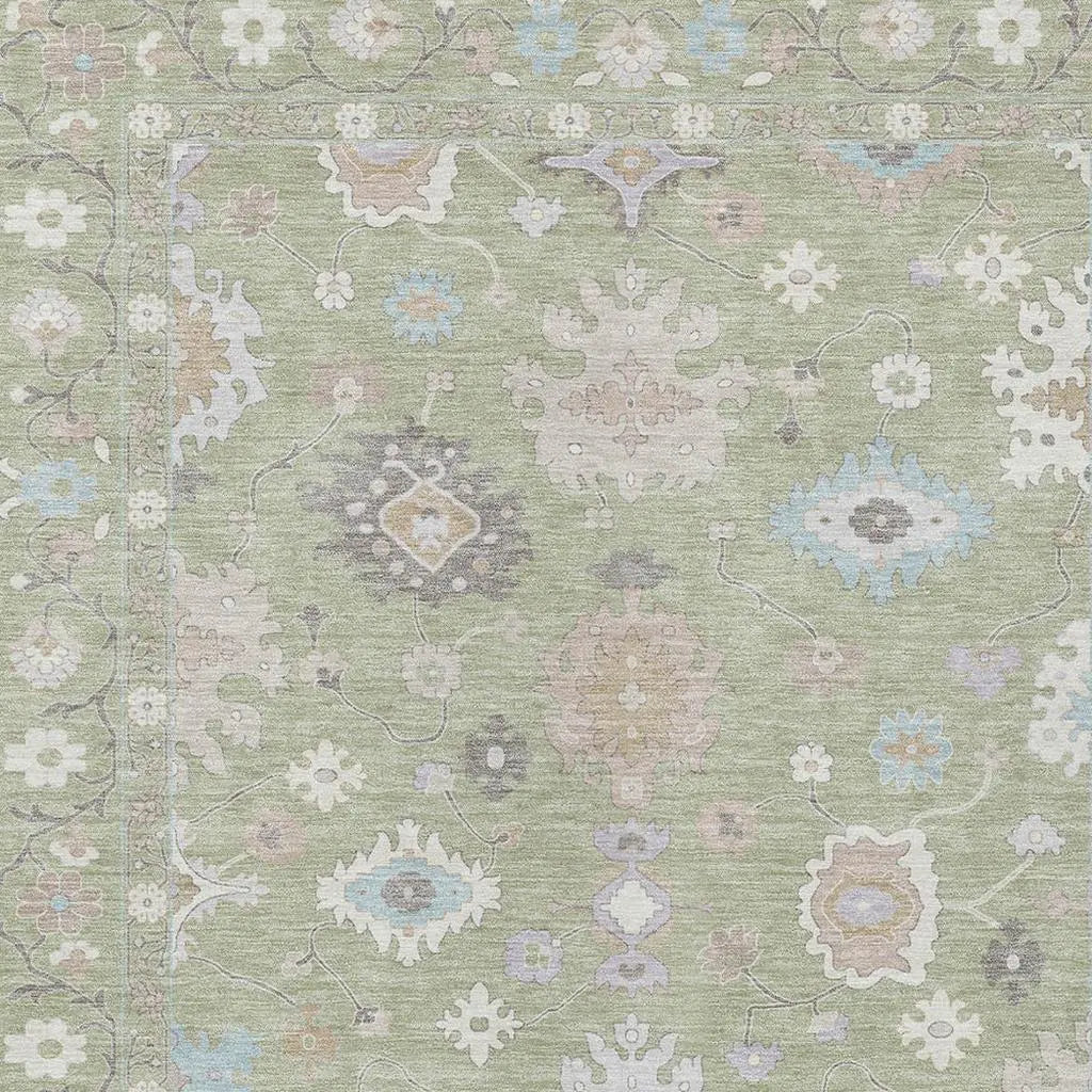 3' X 5' Green And Teal Blue Oriental Washable Indoor Outdoor Area Rug Homeroots Outdoor