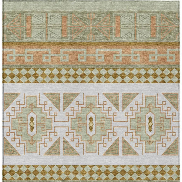 3' X 5' Green And Teal Blue Tribal Washable Indoor Outdoor Area Rug Homeroots Outdoor