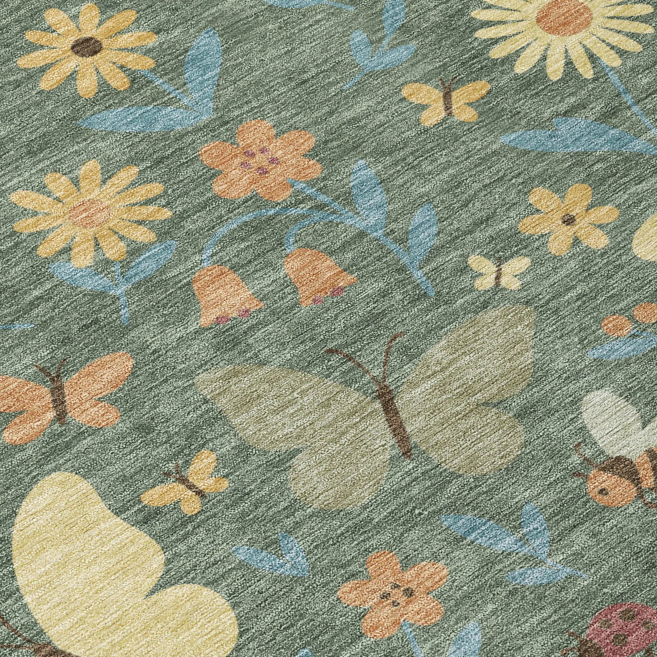 3' X 5' Green And Wheat Abstract Washable Indoor Outdoor Area Rug Homeroots Outdoor