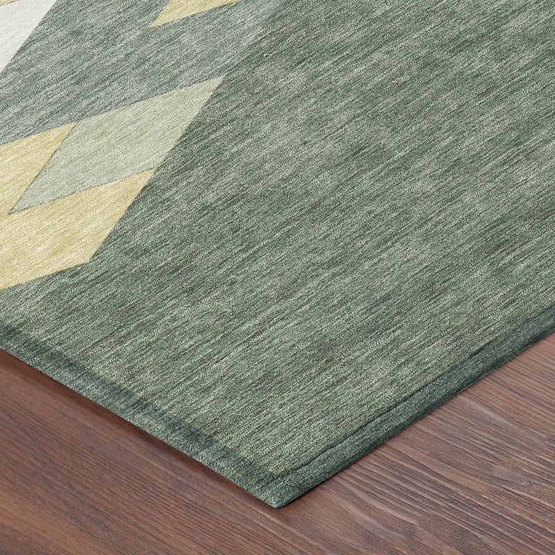 3' X 5' Green And Wheat Geometric Washable Indoor Outdoor Area Rug Homeroots Outdoor