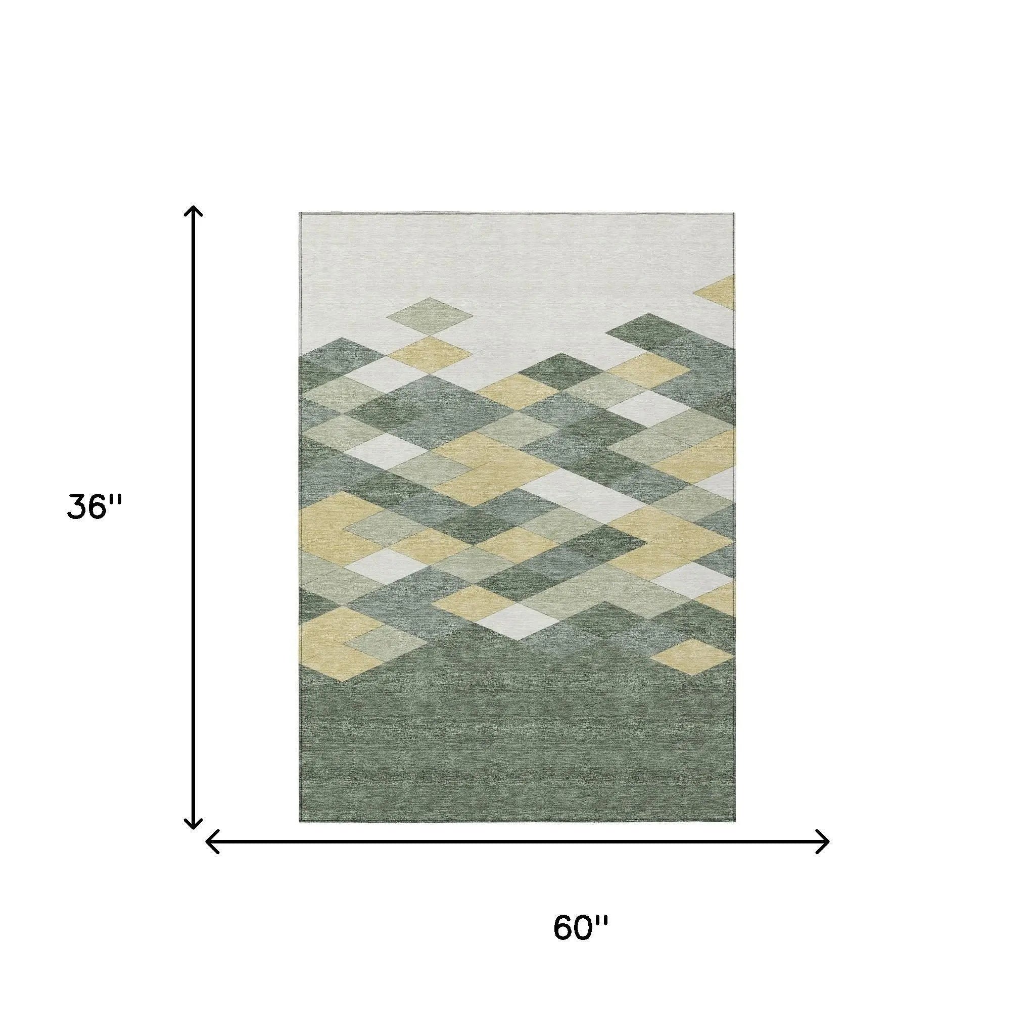 3' X 5' Green And Wheat Geometric Washable Indoor Outdoor Area Rug Homeroots Outdoor