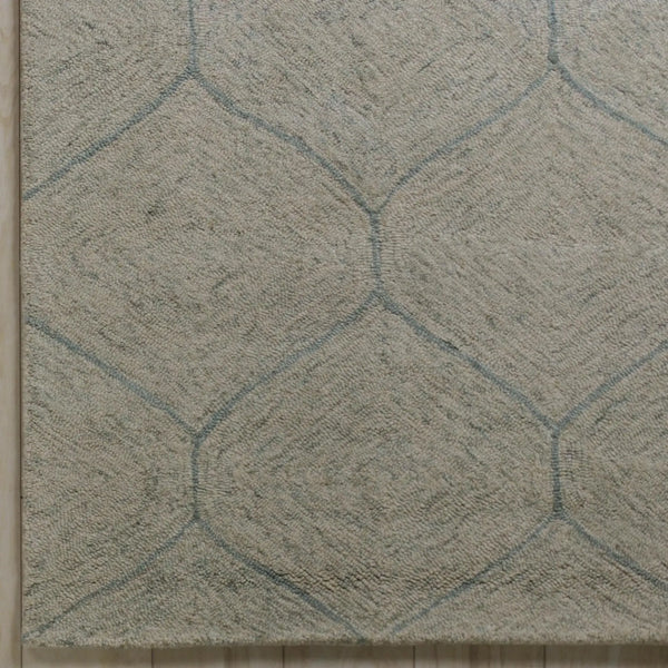 3' X 5' Green And White Wool Geometric Hand Tufted Area Rug Homeroots Home Decor