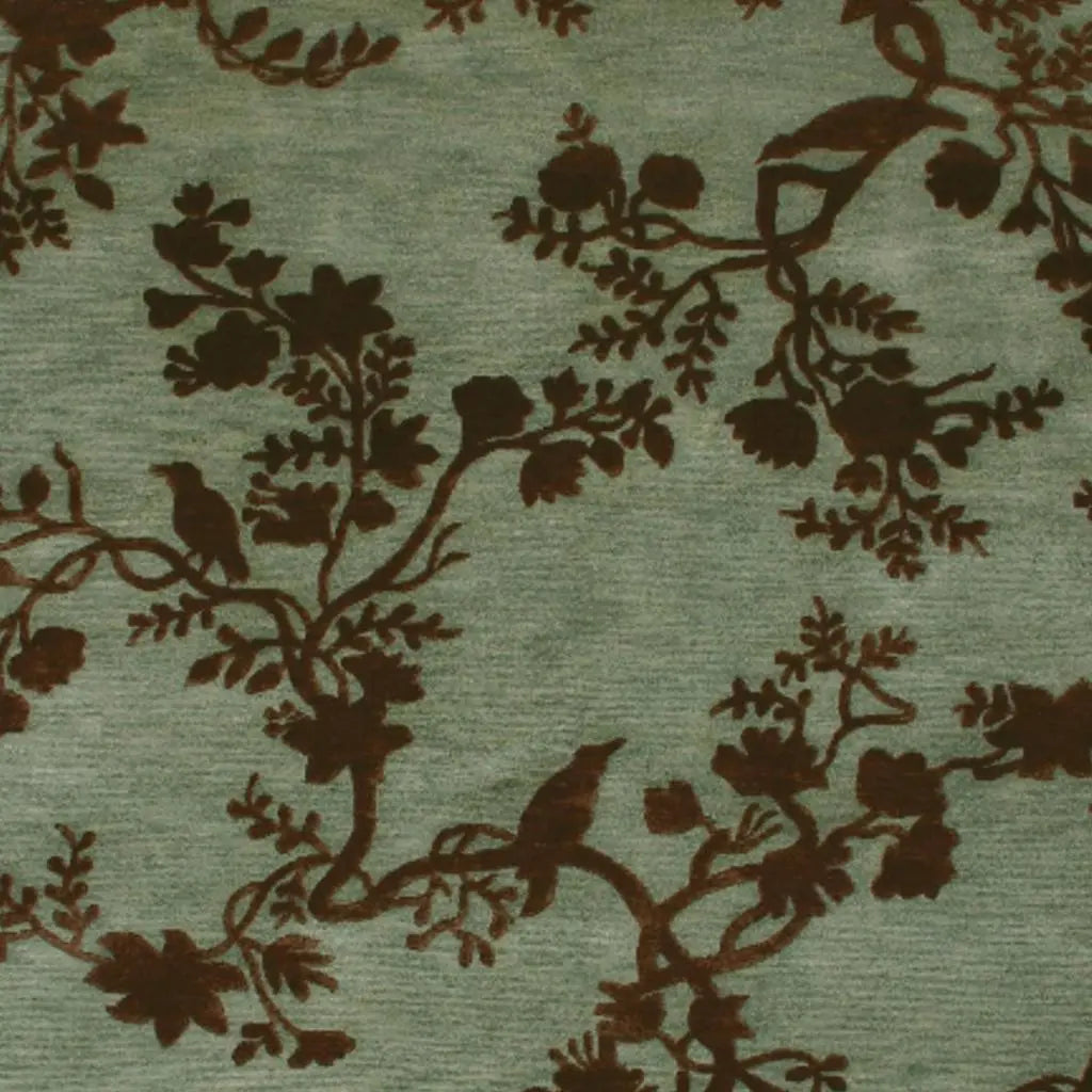 3' X 5' Green Blue And Brown Wool Floral Hand Knotted Area Rug Homeroots Home Decor