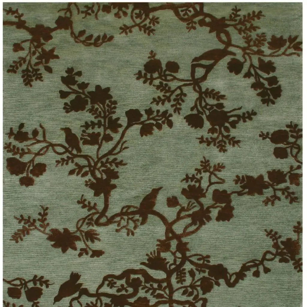 3' X 5' Green Blue And Brown Wool Floral Hand Knotted Area Rug Homeroots Home Decor