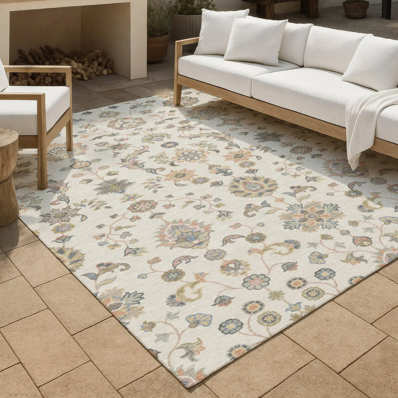 3' X 5' Ivory And Beige Abstract Washable Indoor Outdoor Area Rug Homeroots Outdoor