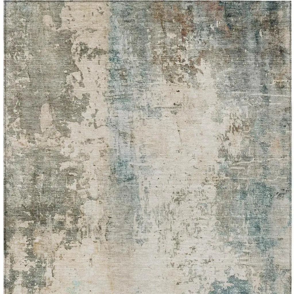 3' X 5' Ivory And Beige Abstract Washable Indoor Outdoor Area Rug Homeroots Outdoor