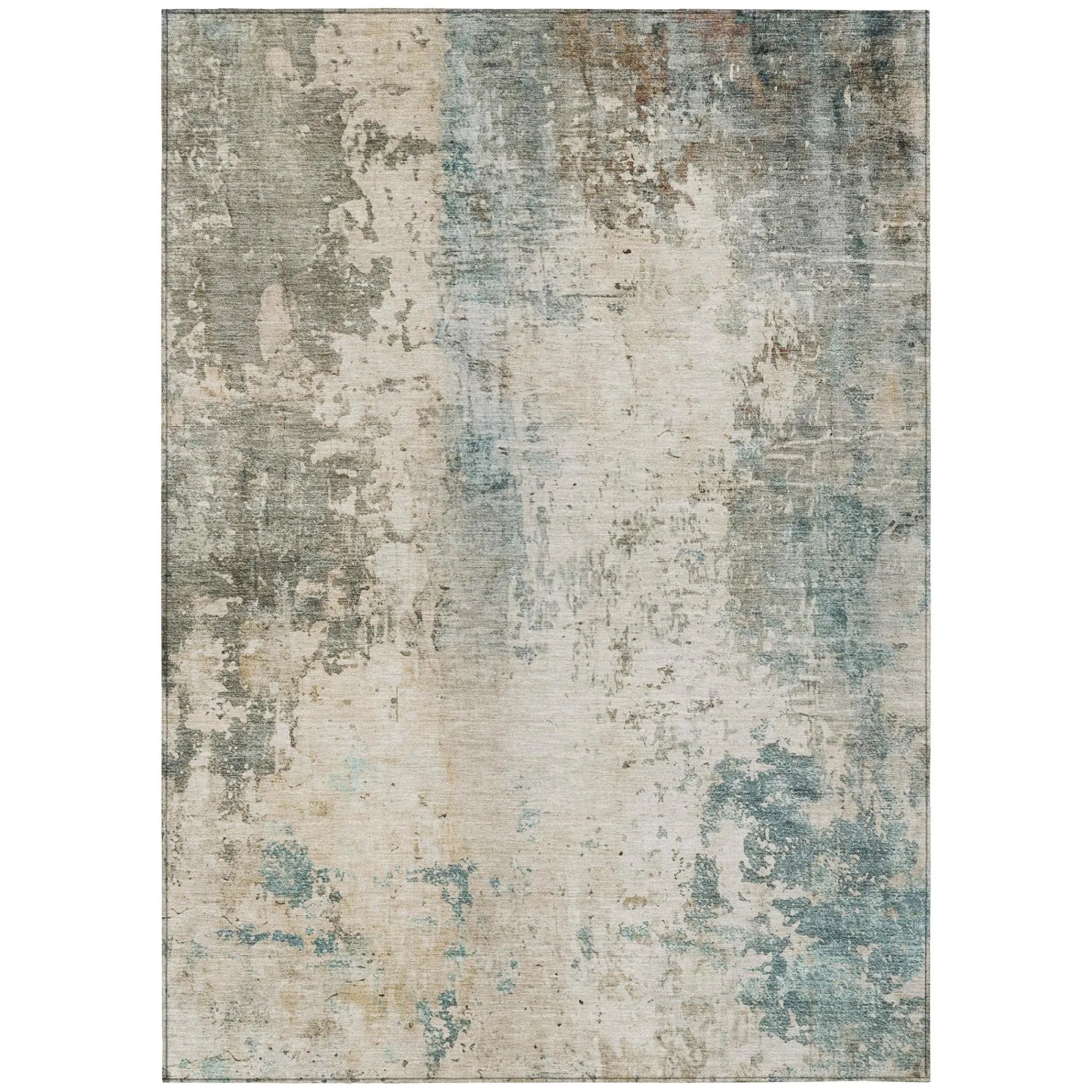 3' X 5' Ivory And Beige Abstract Washable Indoor Outdoor Area Rug Homeroots Outdoor